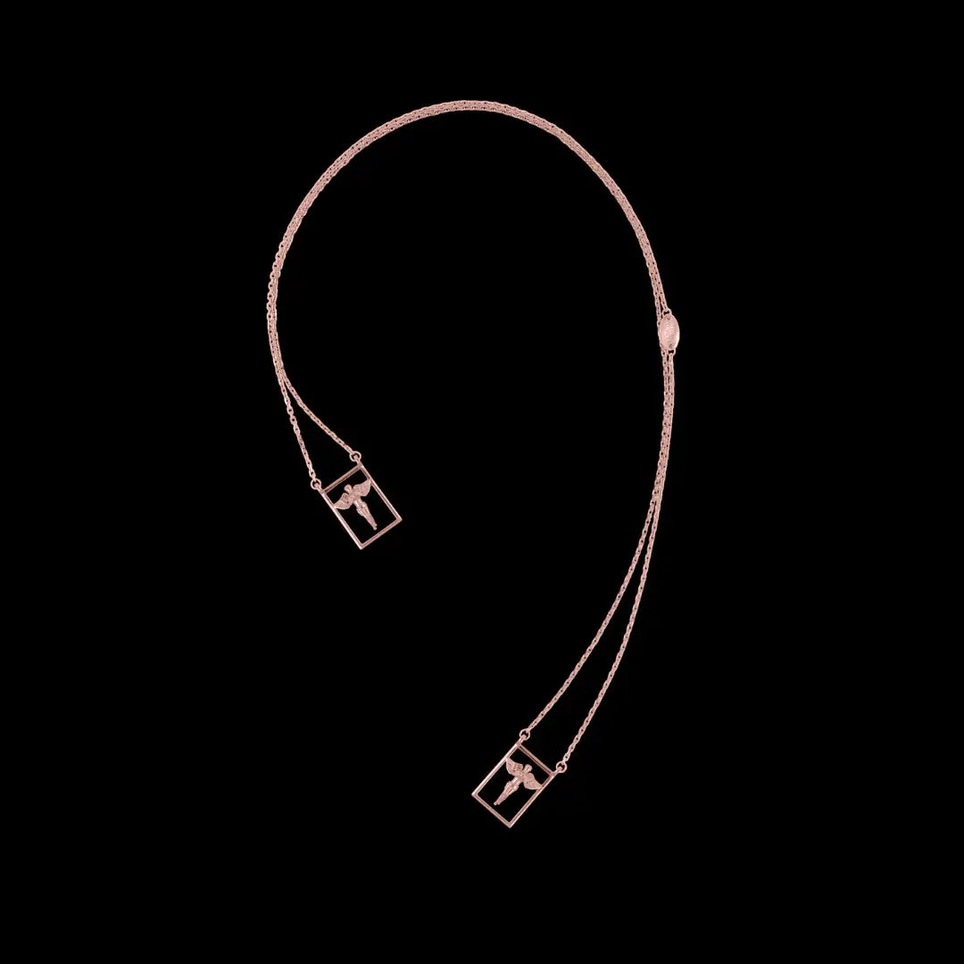 DUEROS Guardian Angel Necklace Rose Gold Plated