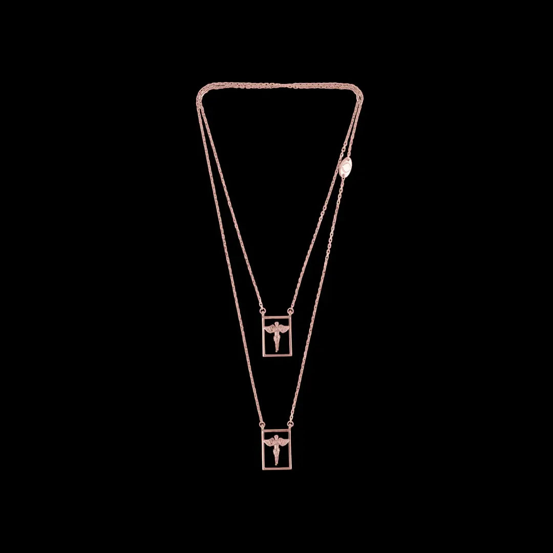 DUEROS Guardian Angel Necklace Rose Gold Plated