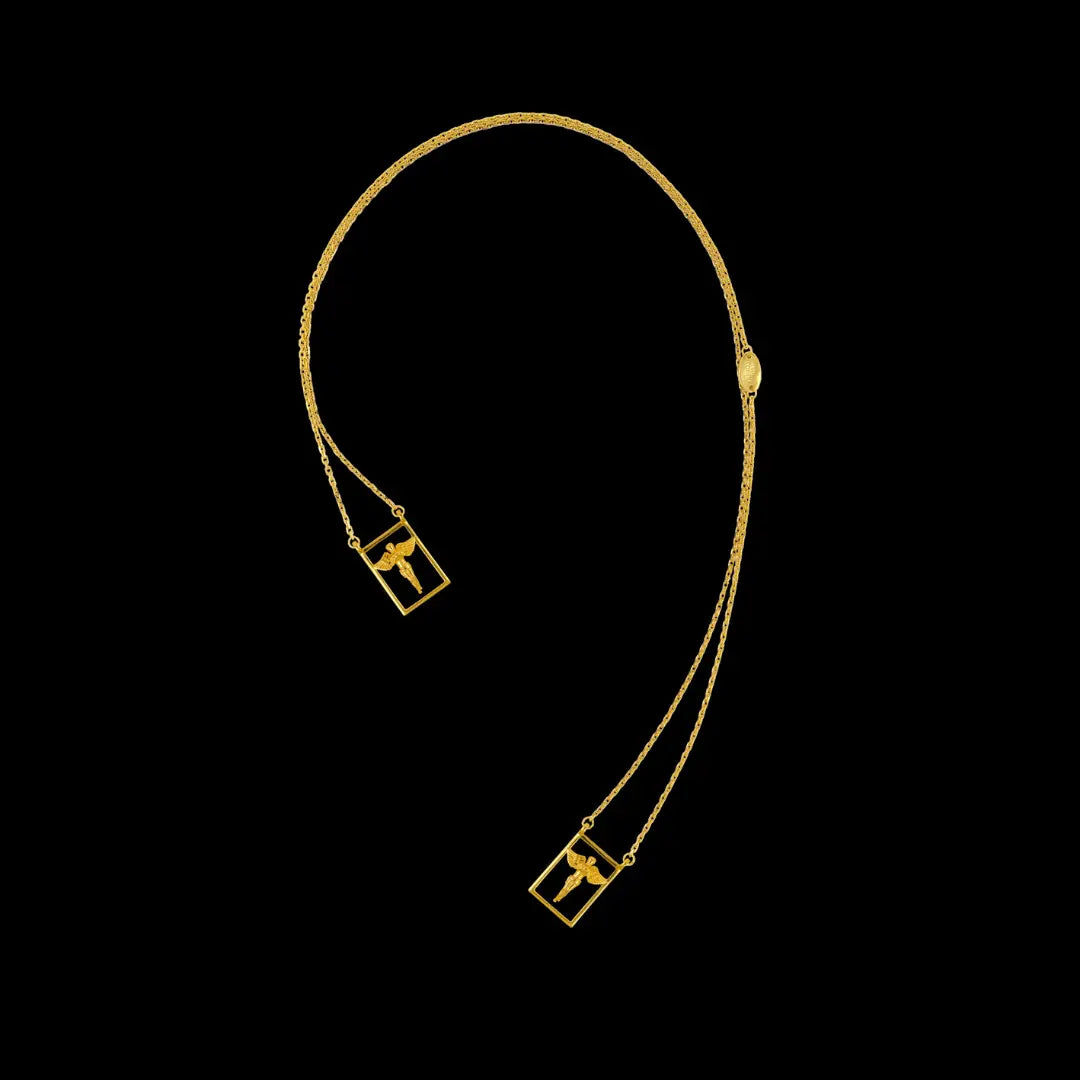 DUEROS Guardian Angel Necklace Yellow Gold Plated