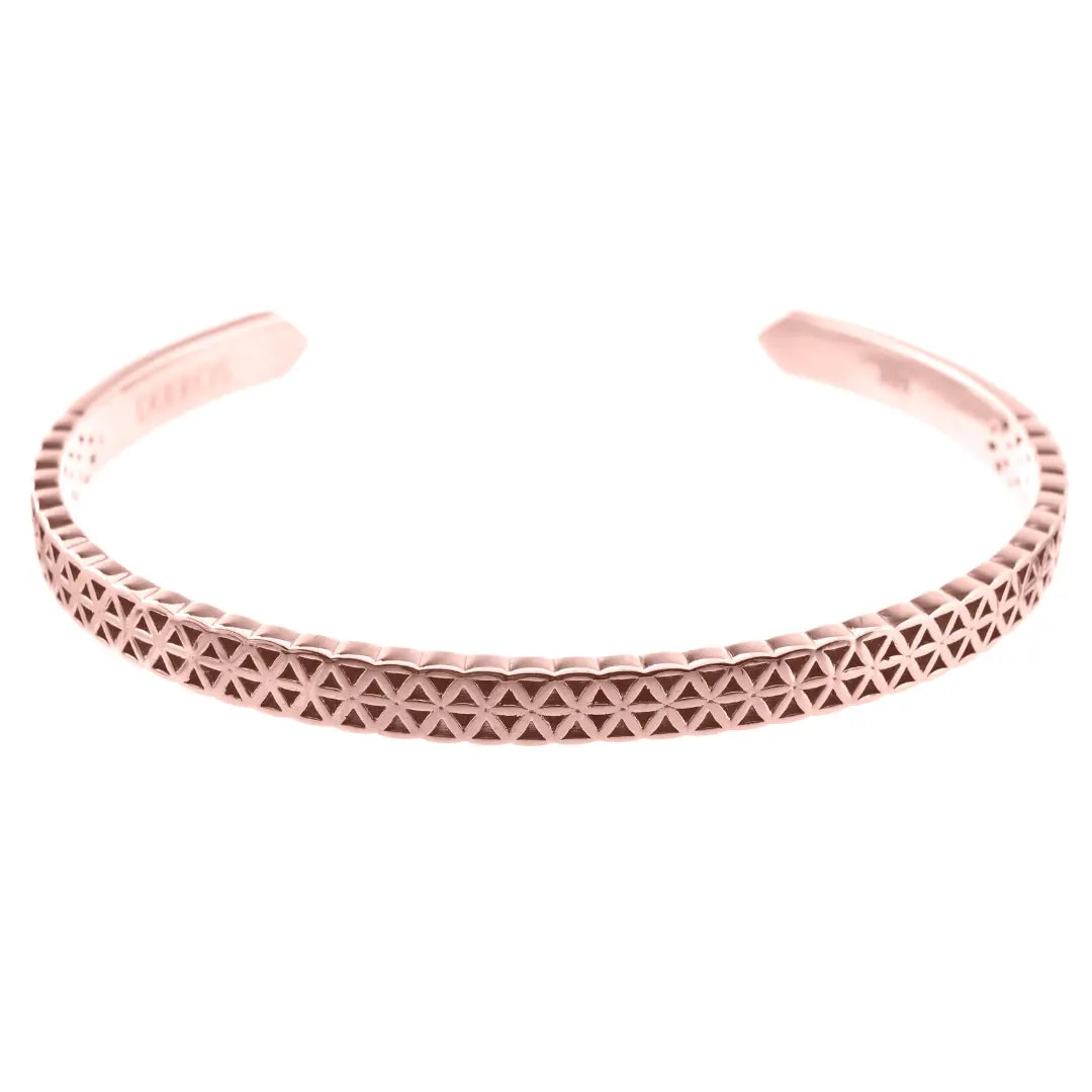 DUEROS Flower of Life Bangle Rose Gold Plated