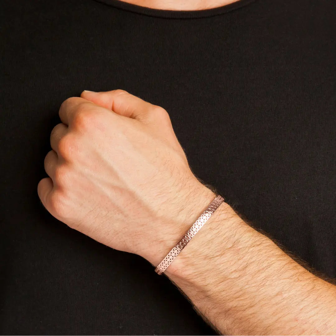 DUEROS Flower of Life Bangle Rose Gold Plated