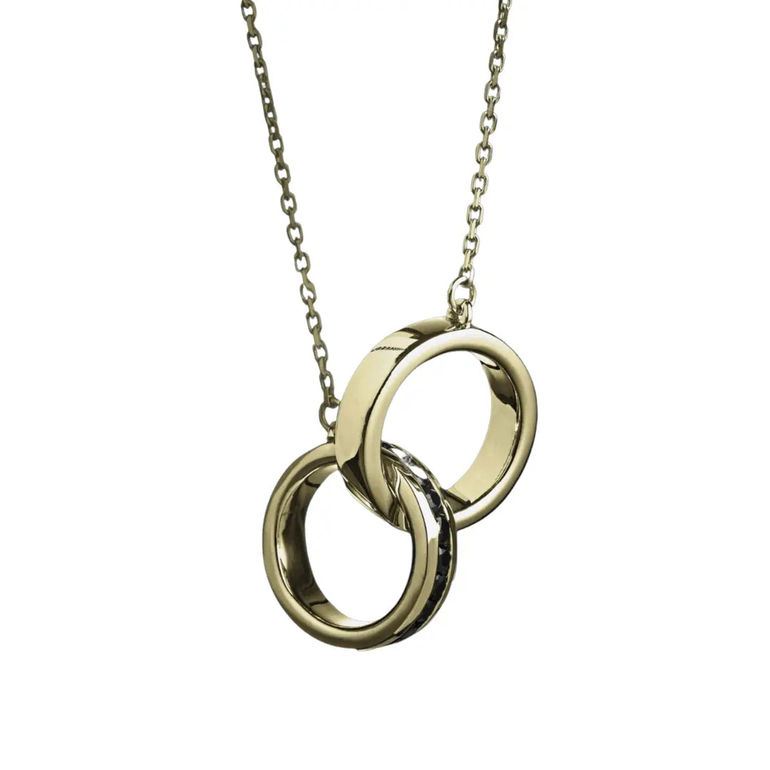 DUEROS Double Ring Necklace Yellow Gold Plated