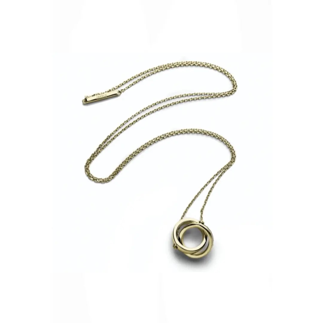 DUEROS Double Ring Necklace Yellow Gold Plated
