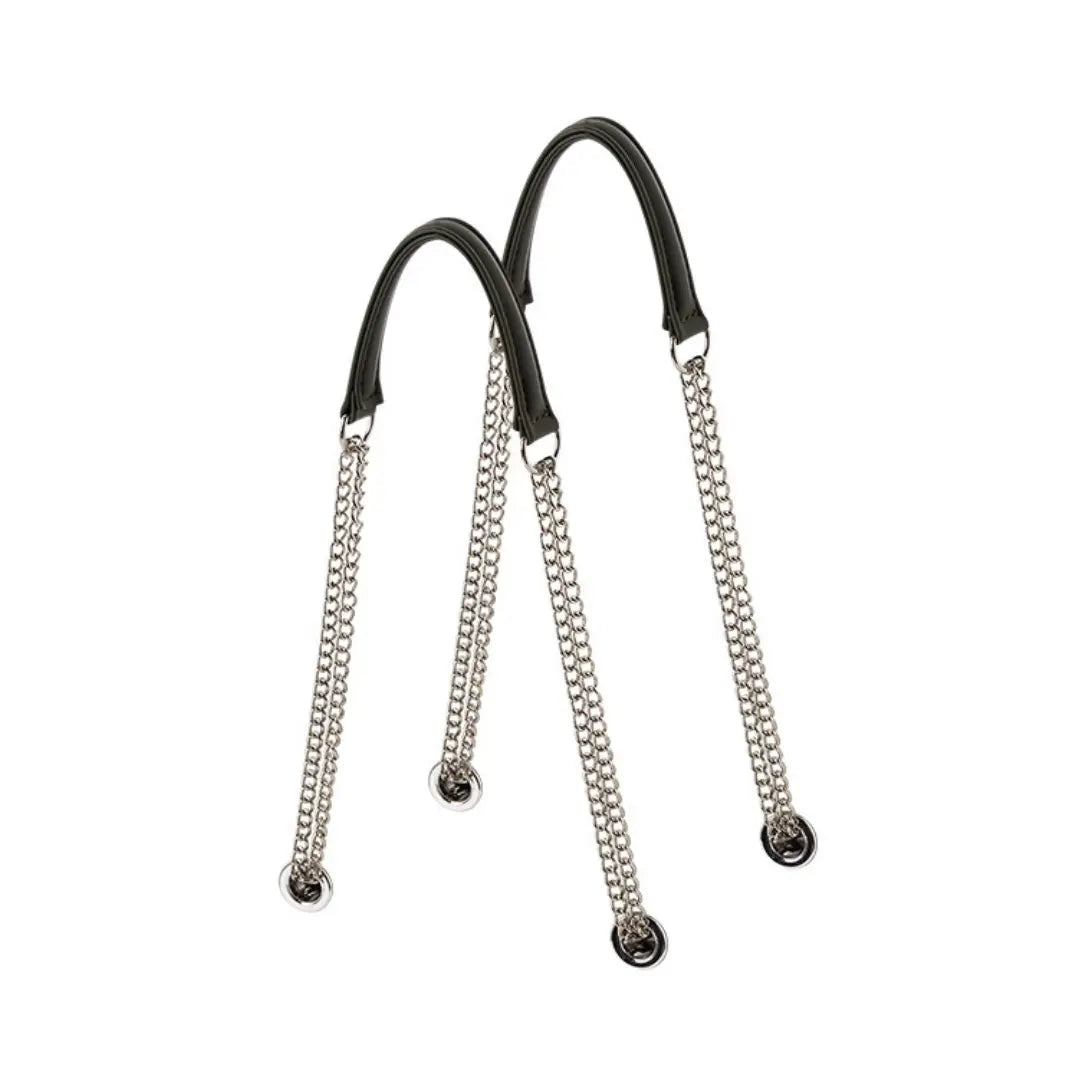 Long T-chain handles black O bag