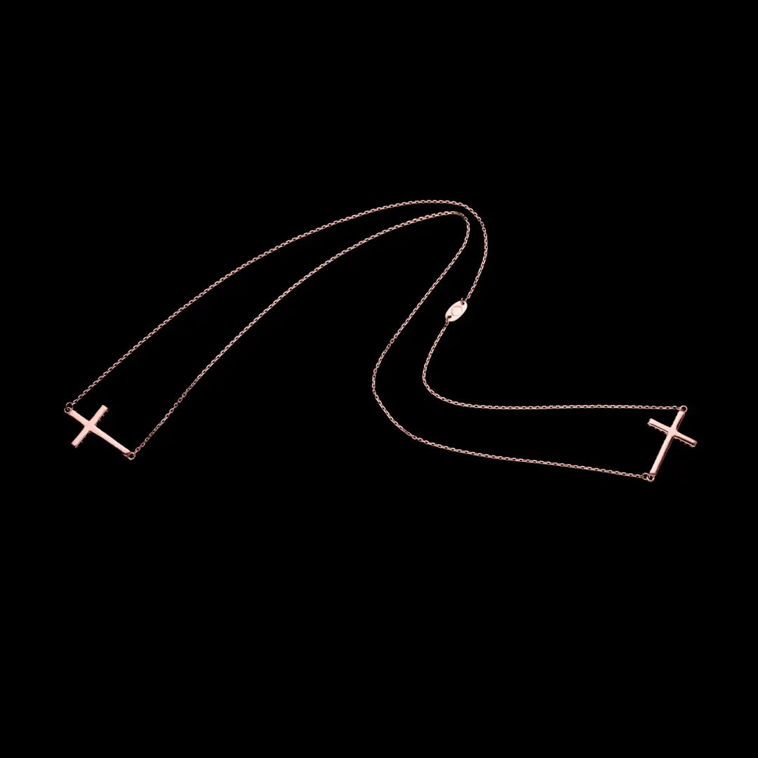 Dueros Cross Necklace 18K Rose Gold Plated for men and women