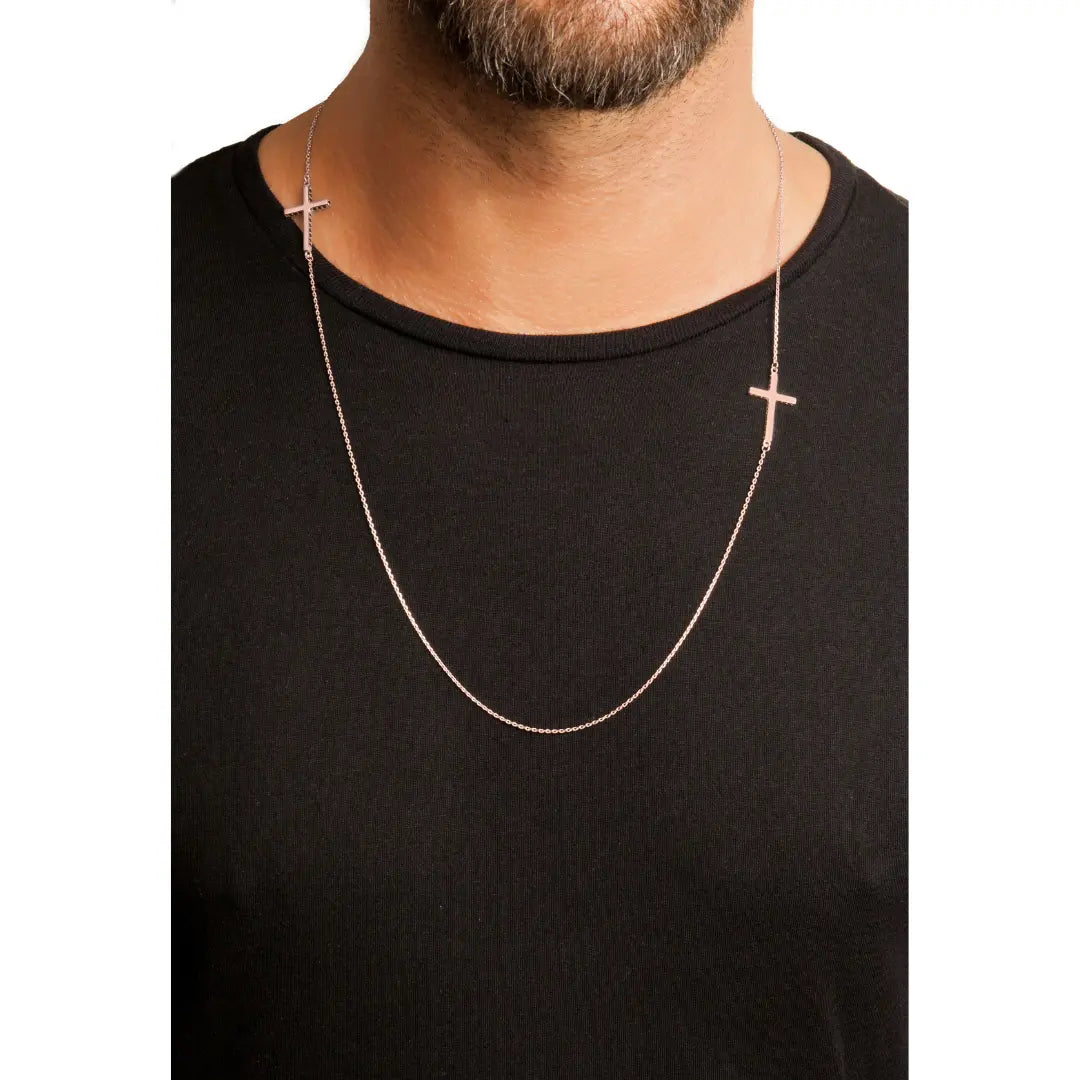 Dueros Cross Necklace 18K Rose Gold Plated on men