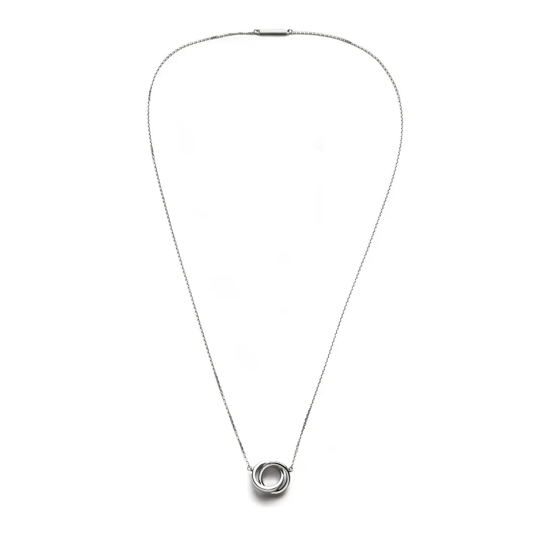 Dueros Double Ring Necklace Sterling Silver for men and women