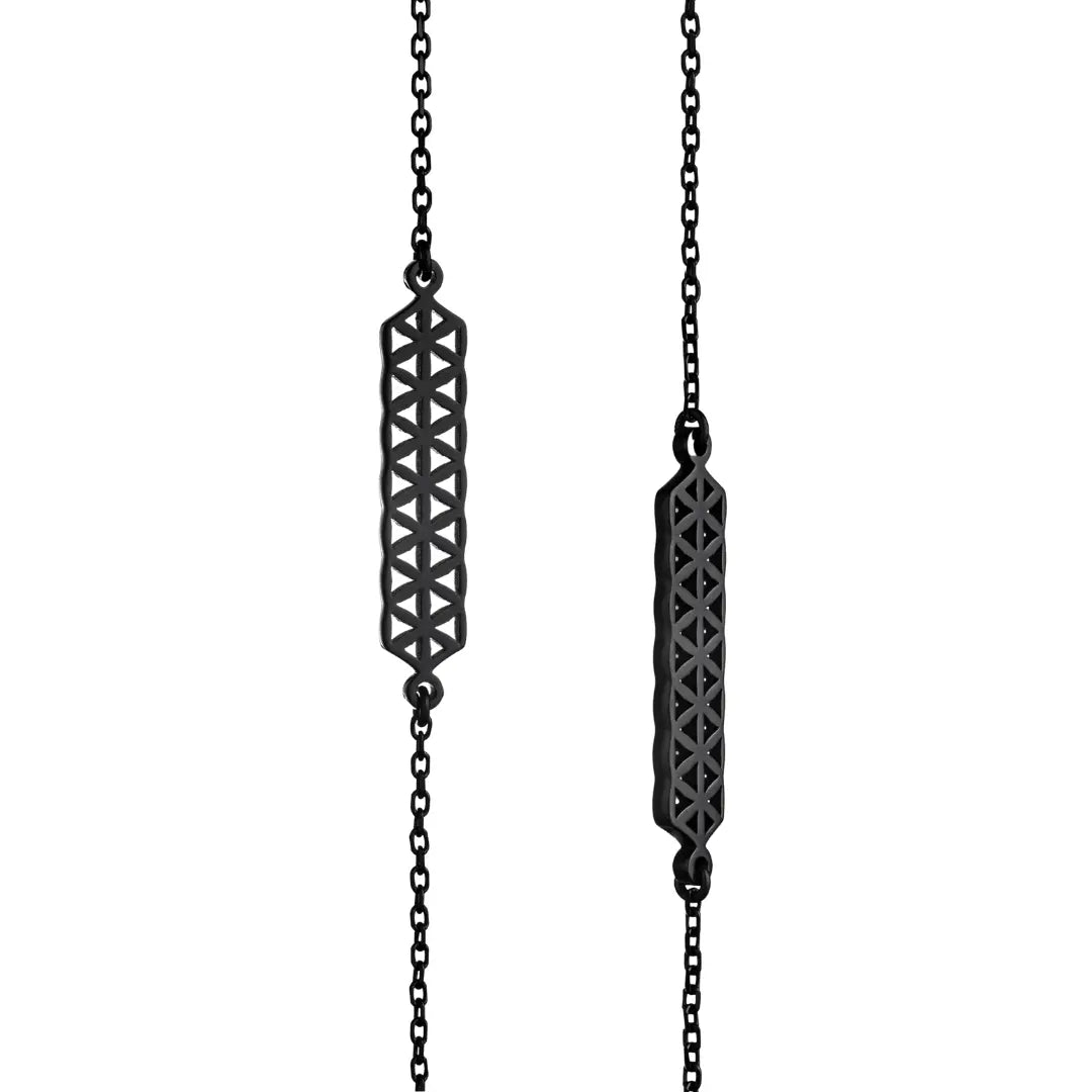 Dueros Flower of Life Necklace Black Polished Stainless Steel for men and women