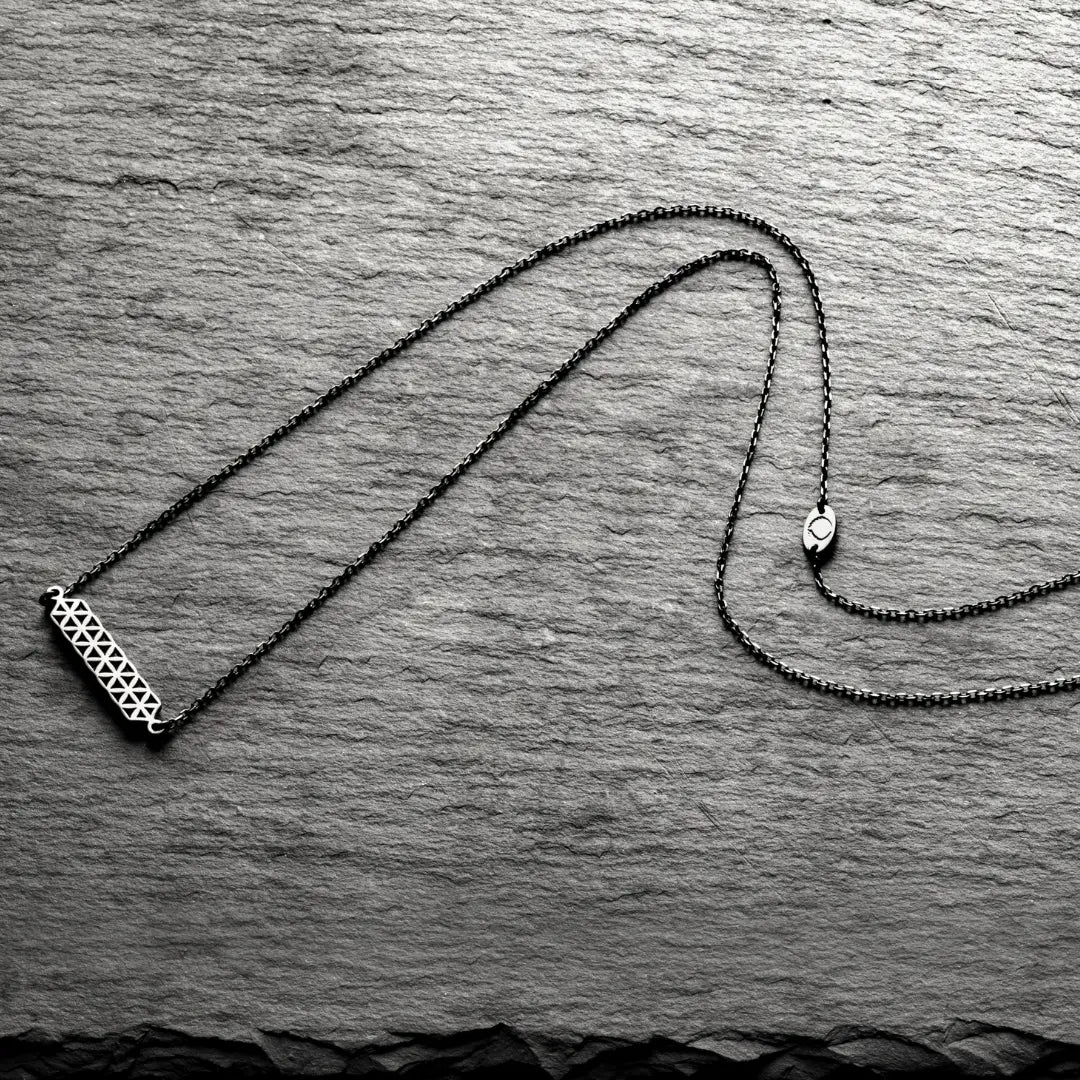 Dueros Flower of Life Necklace Black Polished Stainless Steel for men and women