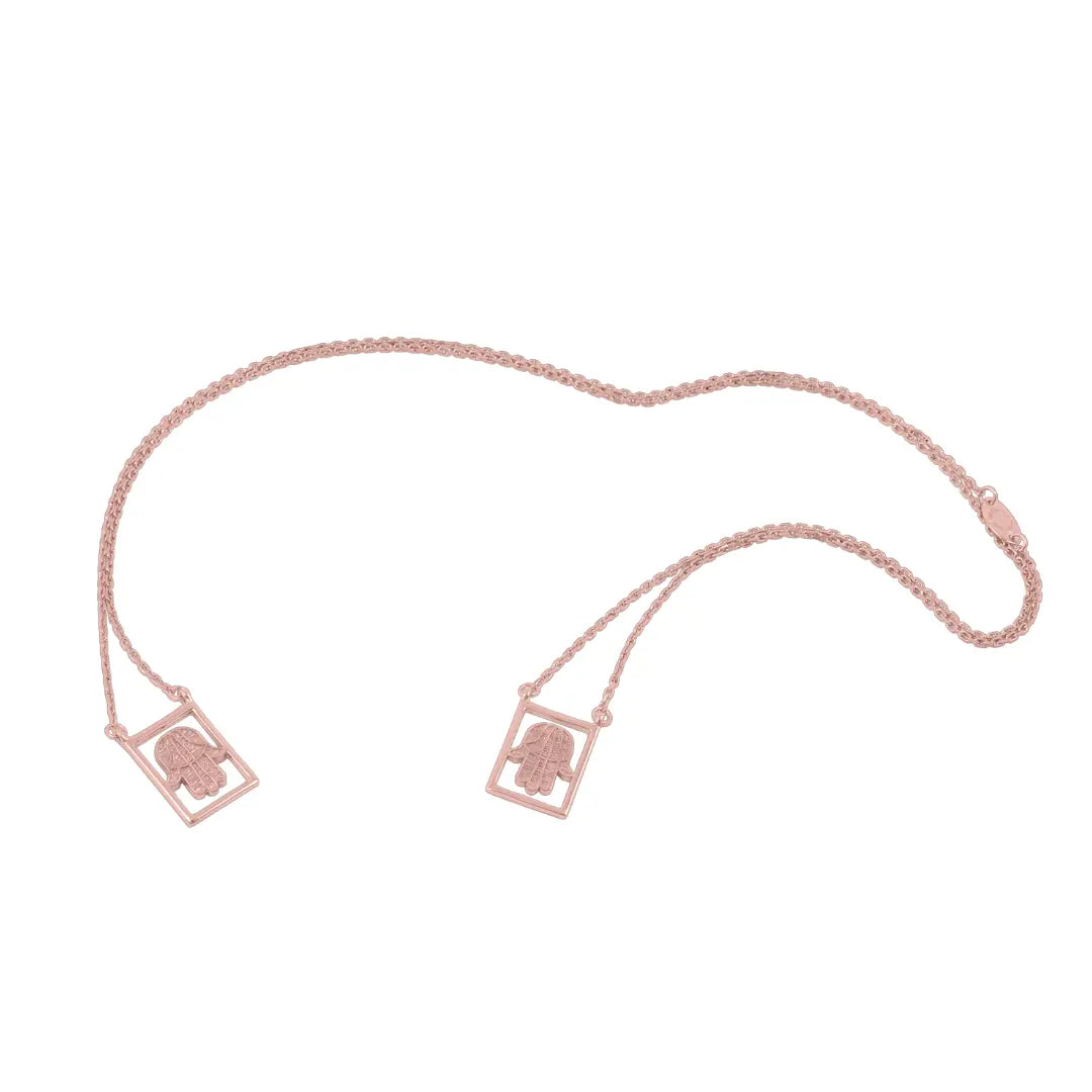 Dueros hand of fatima necklace 18K rose gold plated for men and women