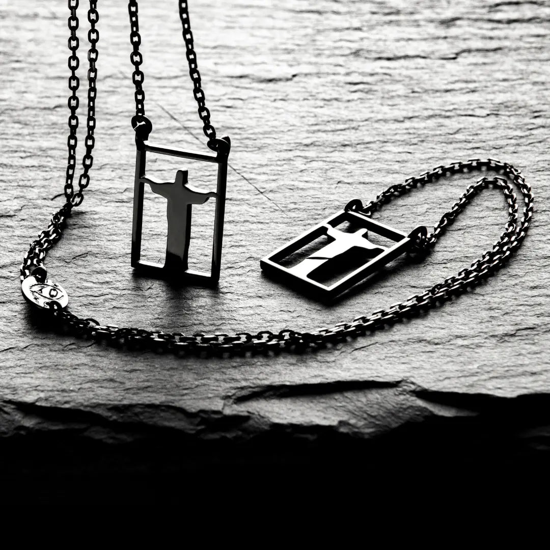 Dueros Rio Necklace black polished stainless steel for men and women