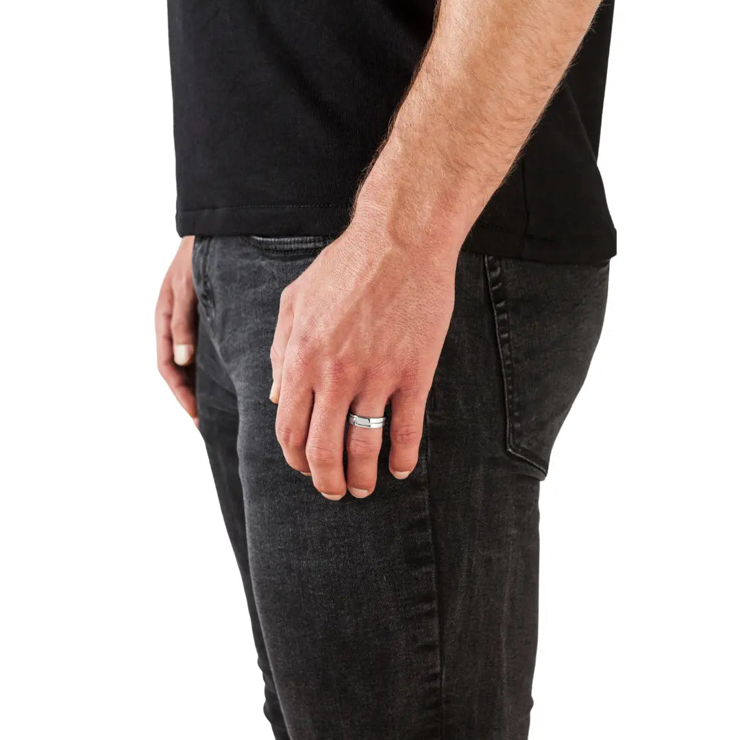 Dueros Two Ring Sterling Silver on man