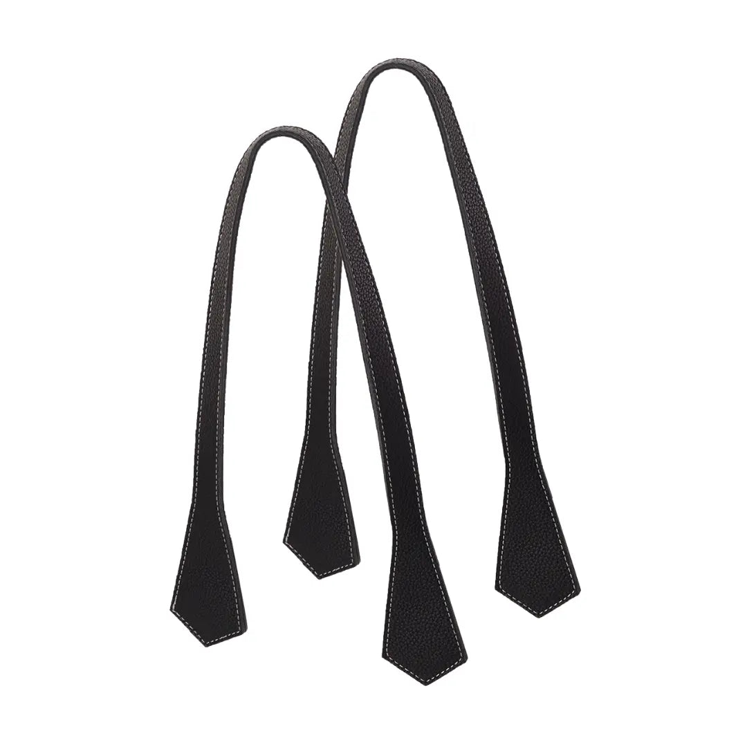 Long pointy black handles black O bag