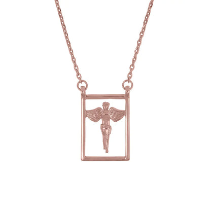 DUEROS Guardian Angel Necklace Rose Gold Plated