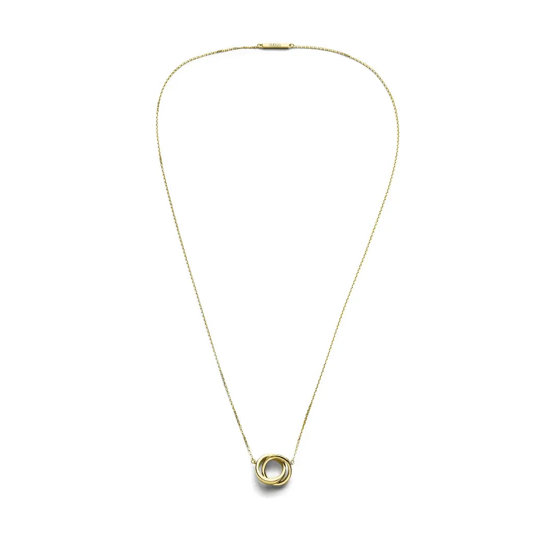 DUEROS Double Ring Necklace Yellow Gold Plated
