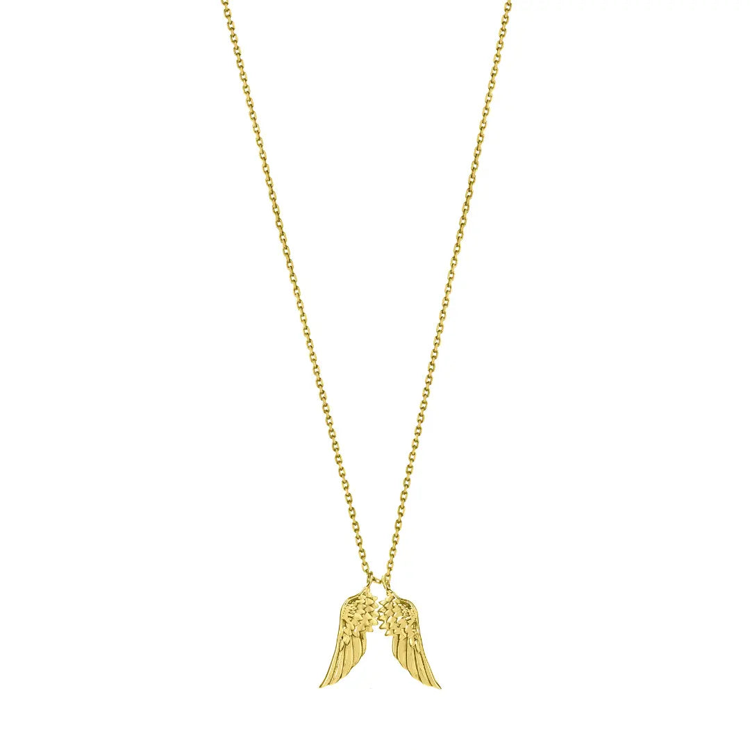 Dueros angel wings necklace yellow gold for men and women