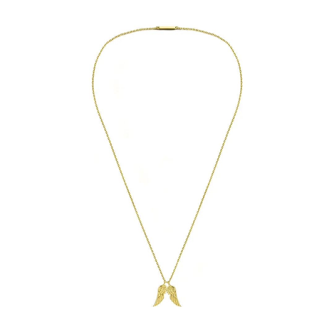 Dueros angel wings necklace yellow gold for men and women
