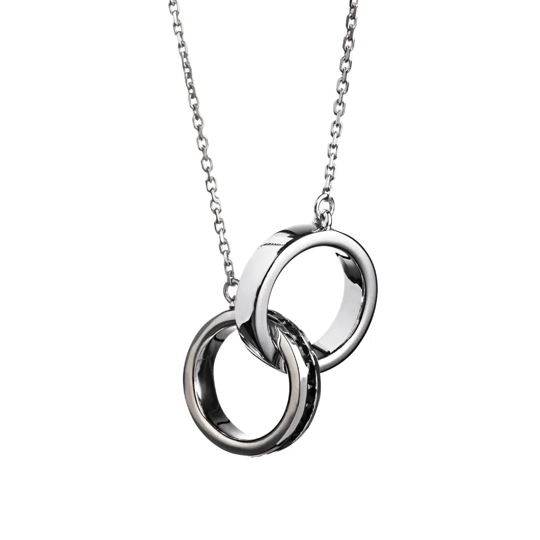 Dueros Double Ring Necklace Sterling Silver for men and women