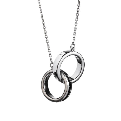 Dueros Double Ring Necklace Sterling Silver for men and women