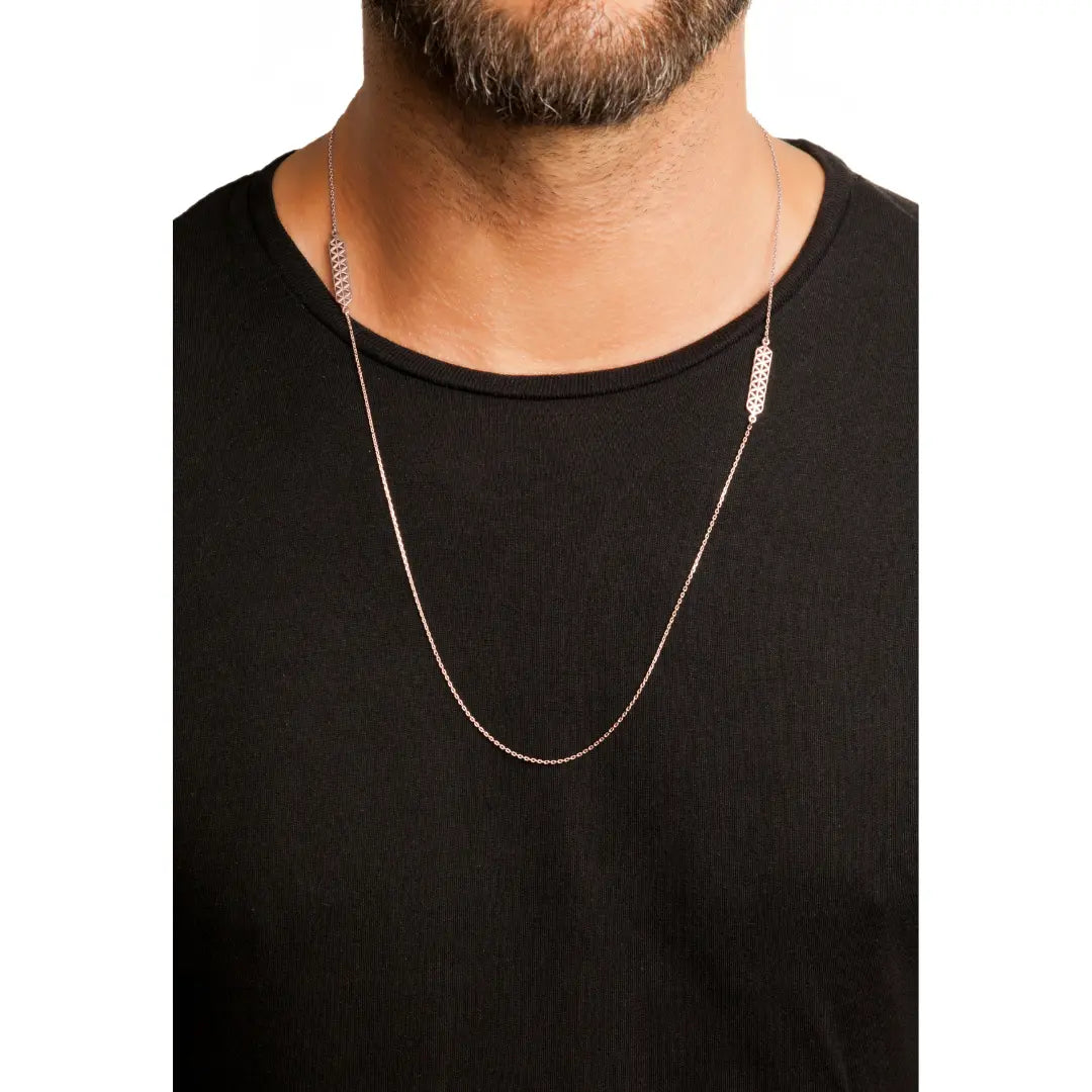 Dueros Flower of Life Necklace 18K Rose Gold Plated on men