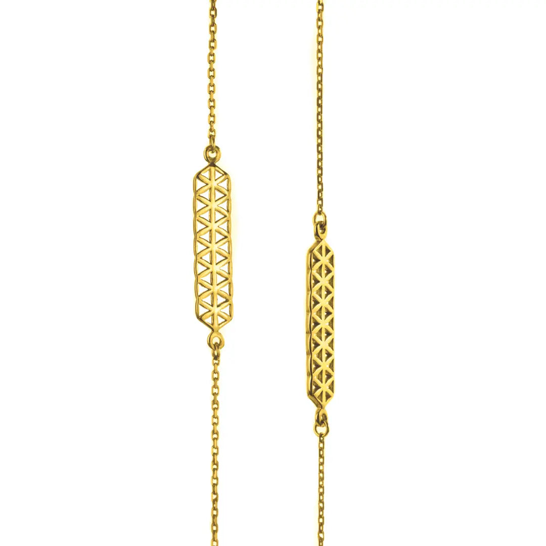 Dueros Flower of Life Necklace 18K Yellow Gold Plated for men and women