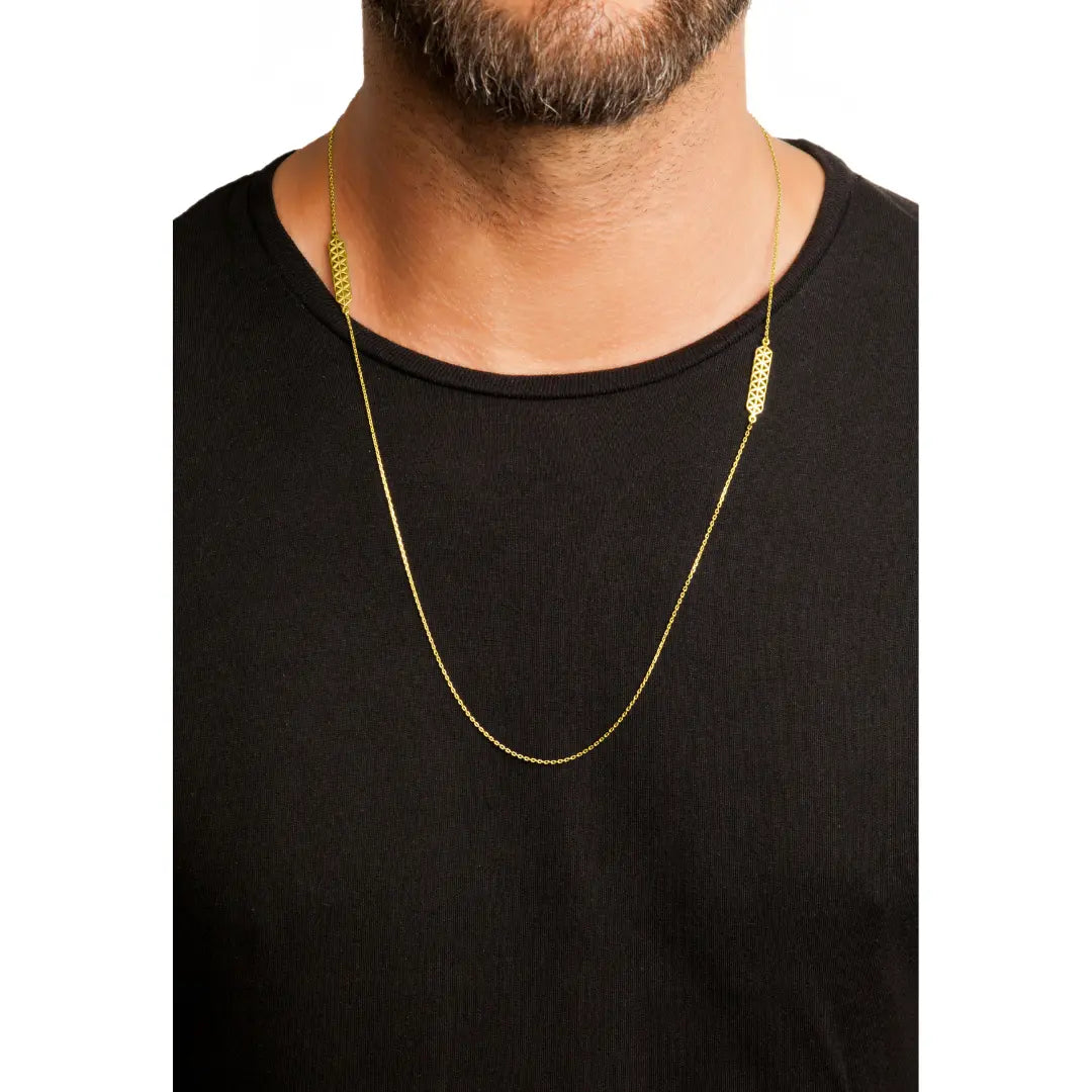 Dueros Flower of Life Necklace 18K Yellow Gold Plated on men