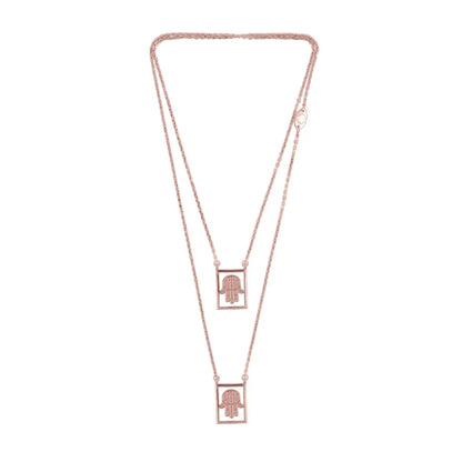 Dueros hand of fatima necklace 18K rose gold plated for men and women